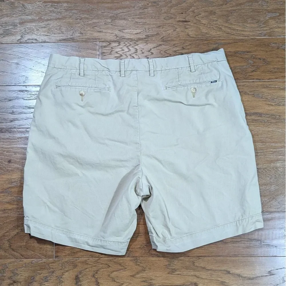 Polo Ralph Lauren Mens Shorts Sz 40 Beige Khaki Chino Stretch Classic Fit Casual